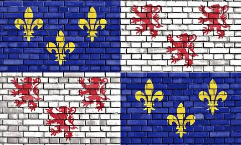 Flag of Picardy painted on brick wall Stock Illustration