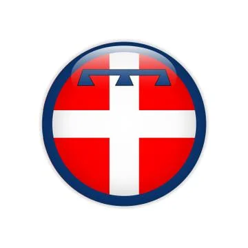 Flag of Piedmont button Illustrazione stock