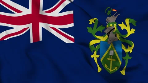 Flag of the Pitcairn group of islands gently waving in the wind Stock Footage 140215767