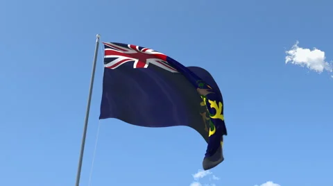 The flag of Pitcairn Island Waving on the Wind. Stock-Footage 47583149