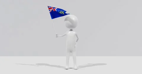 Flag of the Pitcairn Islands. 3D Character holding and waving flag 4K UHD 60FPS Video stock 228562818