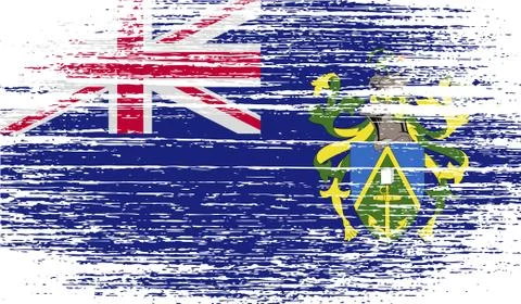Flag of Pitcairn Islands with old texture. Stock Photos