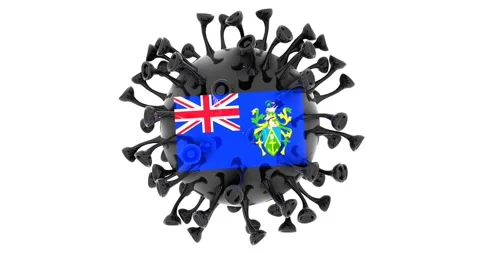 Flag of the Pitcairn Islands on Seamless looping 3D animation of Corona Virus Stock Footage 167323412