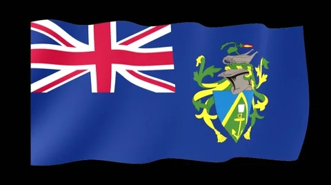 Flag of the Pitcairn Islands.  Waving flag (PNG) computer animatie. Stock Footage 58751983