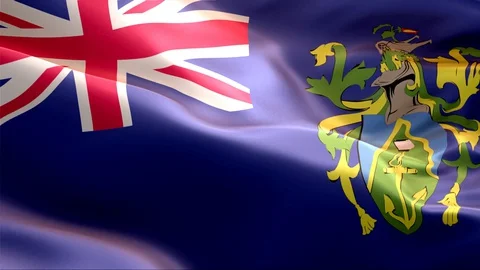 Flag of Pitcairn Islands waving in the wind. Stock Footage 129346561