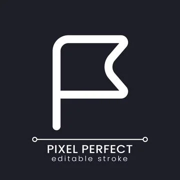 Flag pixel perfect white linear ui icon for dark theme Stock Illustration