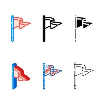 Flag pointer map location color icon vector set Stock Illustration