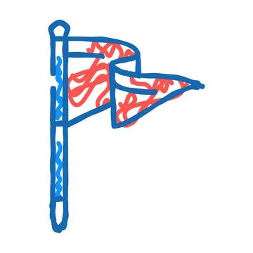 Flag pointer map location icon doodle illustration Stock Illustration