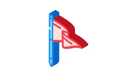Flag pointer map location isometric icon animation Video stock 327288507