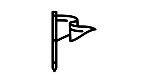 Flag pointer map location line icon animation Video stock 326758860