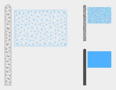 Flag Pointer Vector Mesh Wire Frame Model and Triangle Mosaic Icon Illustrazione stock