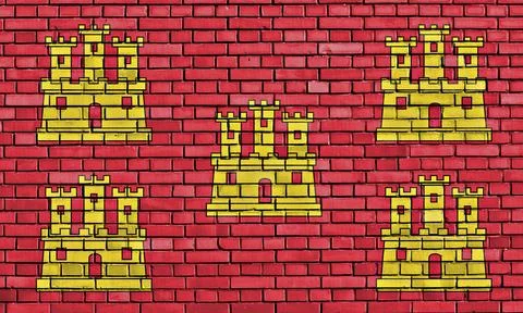 Flag of Poitou Charentes painted on brick wall Stock Illustration