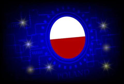 Flag of Poland on a background of technology. Stock Illustration