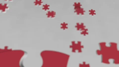 Flag of Poland being made with jigsaw puzzle pieces. Polish problem solution Stock Footage 104240975