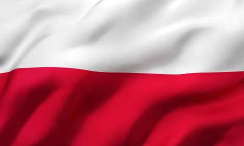 Flag of Poland blowing in the wind Stock Illustration