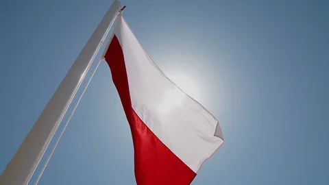 The flag of Poland is developing in the wind Stock Footage 110201857