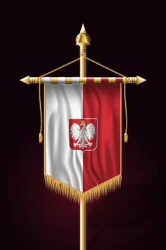Flag of Poland with Eagle. Festive Vertical Banner. Wall Hangings Stock Illustration