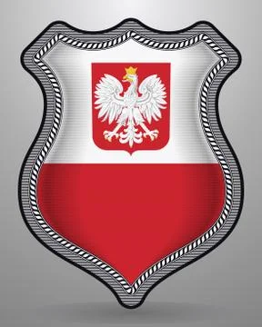 Flag of Poland with Eagle. Vector Badge and Icon Illustrazione stock