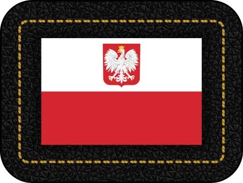 Flag of Poland with Eagle. Vector Icon on Black Leather Backdrop Stock Illustration