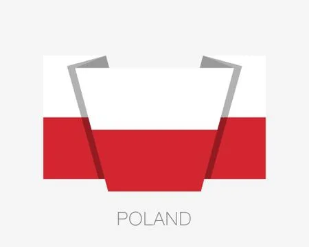 Flag of Poland. Flat Icon Waving Flag with Country Name Stock Illustration