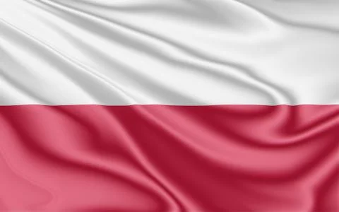 Flag of Poland fluttering in the wind in 3D illustration Stock Illustration