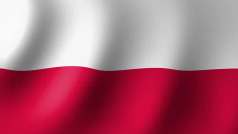The flag of Poland flutters in the wind. Seamless Animation 3D Stock Footage 200817710
