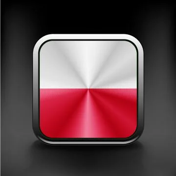 Flag of Poland glossy icon Button with Polish flag Stock Illustration