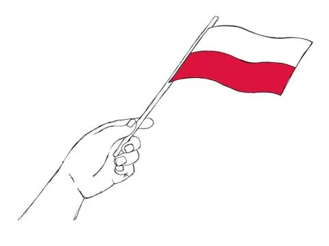 Flag of Poland in hand. Vector illustration of a sketch style. Illustrazione stock