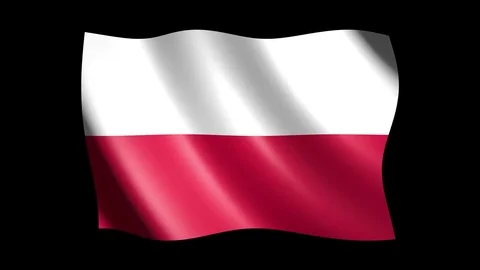Flag of Poland isolated on alpha channel, seamless looping Stock Footage 73546847