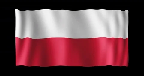 Flag of Poland, long ratio (2:1), seamless loop animation Stock Footage 84820100