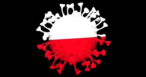 Flag of Poland on Seamless looping 3D animation of the covid-19 Corona Virus Stock Footage 167323261