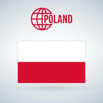 Flag of Poland vector illustration isolated on modern background with shadow. Illustrazione stock