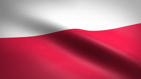 Flag of Poland. Waving flag with highly detailed fabric texture seamless Stock Footage 118234971