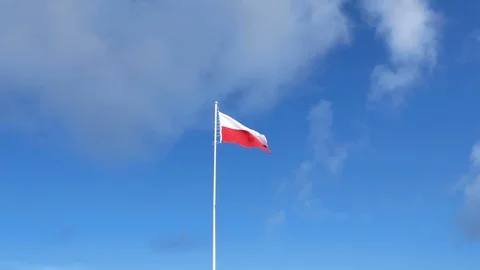 Flag of poland in the wind against sky Vídeos de archivo 94989281