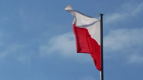 Flag of Poland on wind Stock Footage 60242616