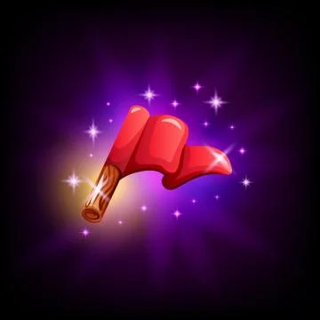 Flag on pole gui element for game or mobile application design on dark Stock-Illustration