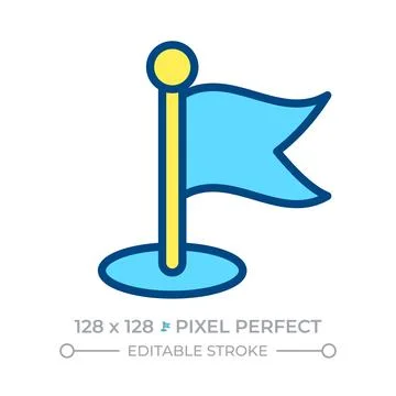Flag on pole line color icon Stock Illustration