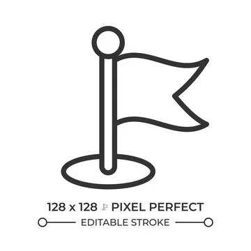 Flag on pole line icon Stock Illustration