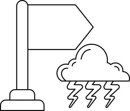 A flag is on a pole next to a sign that says "rain" Stock Illustration