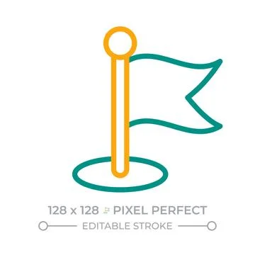 Flag on pole two color line icon Stock Illustration