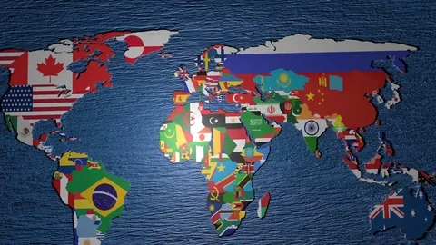 Flag of Portugal on 3d map Stock Footage 74672058