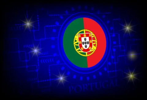 Flag of Portugal on a background of technology. Stock Illustration