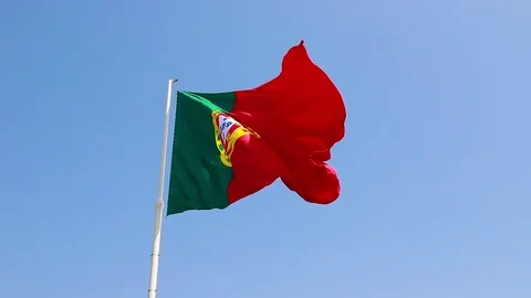 Flag Portugal in blue sky Video stock 88996474
