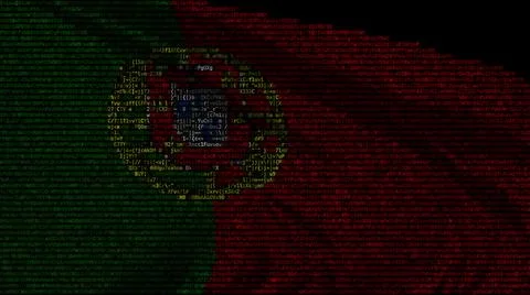 Flag of Portugal made of computer code, 3d rendering Stock-Illustration