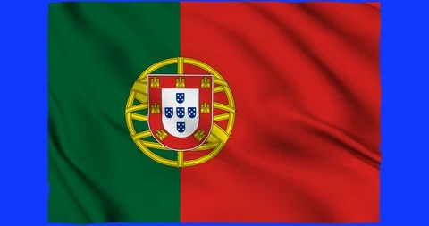 Flag of Portugal waving on a samless loop over an easily removable background Stock Footage 98372508