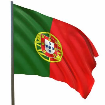 Flag of portugal waving in the wind on a white background 3d-rendering 스톡 일러스트