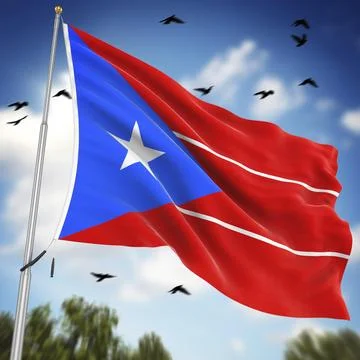 Flag of Puerto Rico, This is a computer generated and 3d rendered image Stock Illustration