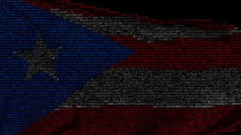 Flag of Puerto Rico made of computer code, 3d rendering Illustrazione stock