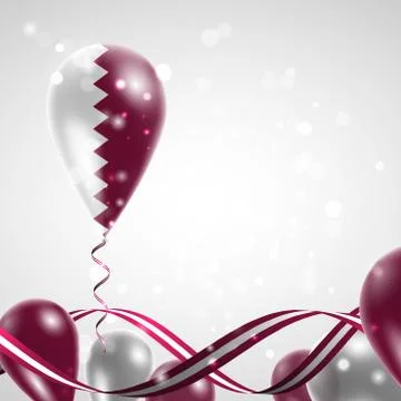 Flag of Qatar on balloon Stock Illustration