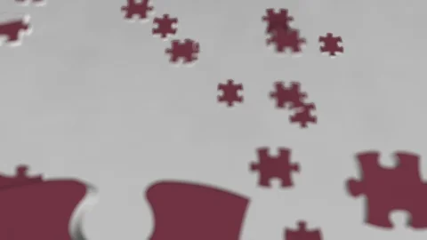 Flag of Qatar being made with jigsaw puzzle pieces. Qatari problem solution Stock Footage 104252188
